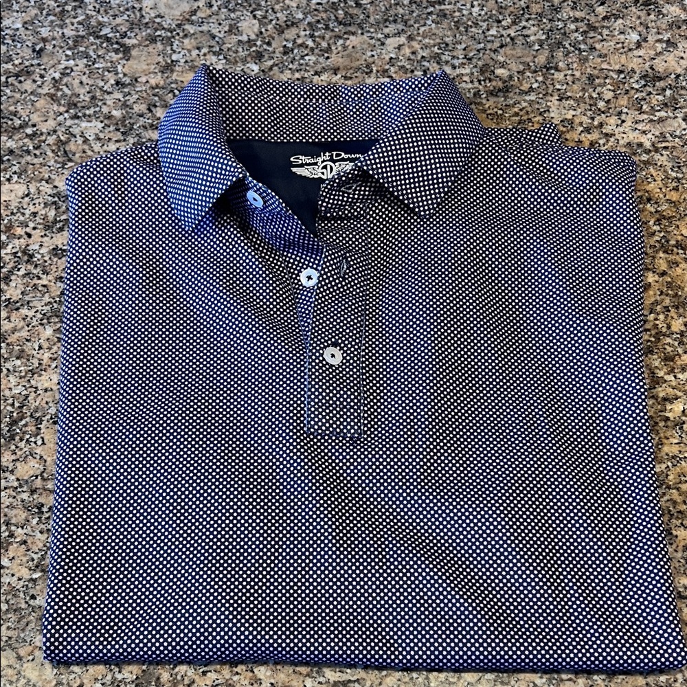 Straight Down Men's Navy Patterned Button Down Sh… - image 2